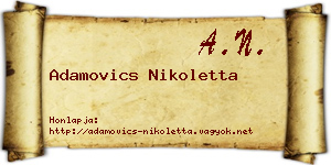 Adamovics Nikoletta névjegykártya
